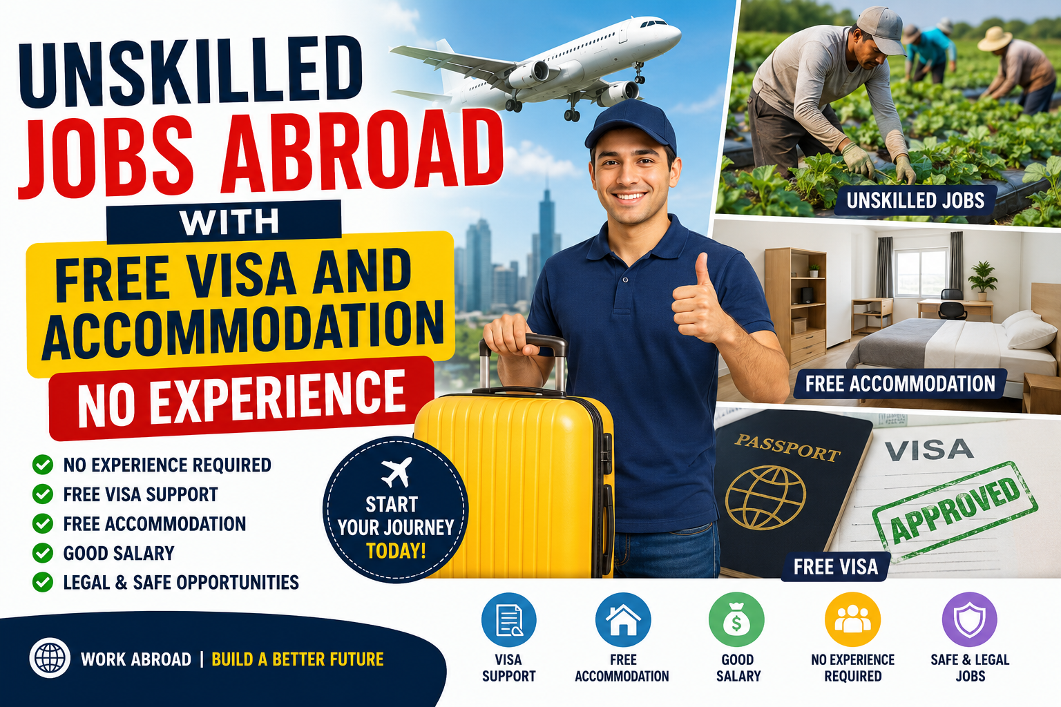 Unskilled Jobs Abroad With Free Visa and Accommodation No Experience